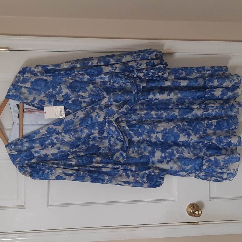 NWT ALEX MARIE SIMONE COBALT FLORAL PRINT DRESS SZ 18W.